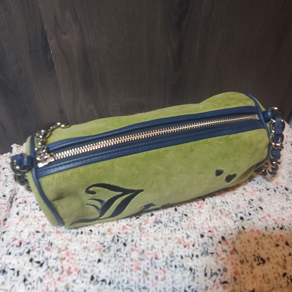 Y2k Juicy Couture Barrel Bag Lime Green Velour - Picture 7 of 13